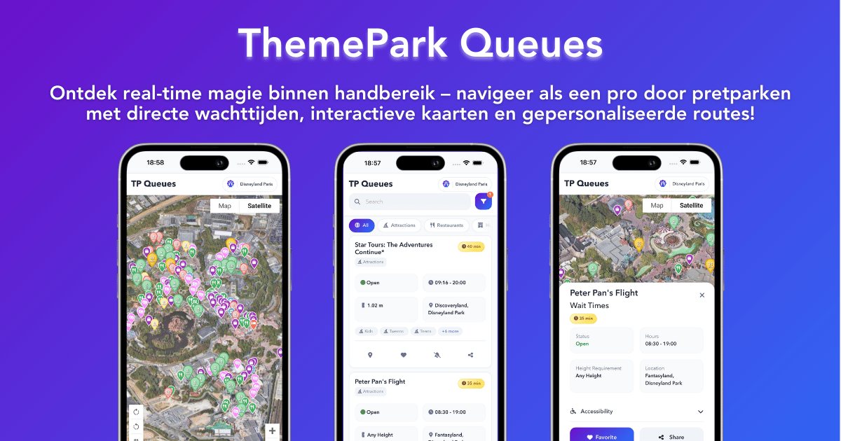 Theme Park Queues - Real-time Wachttijden